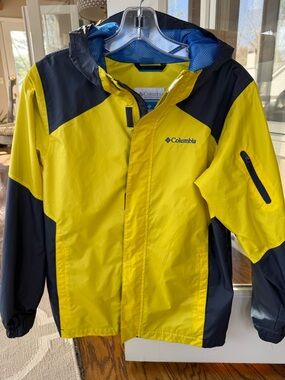 Columbia Kids' Yellow & Blue Color Block Rain Jacket/Windbreaker. Clean. GUC